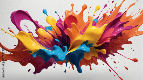paint splash,colorful vibrant rainbow paint color explosion with bright colors, white background,Generative Ai