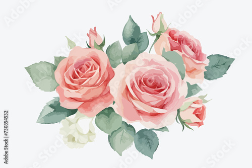 Drift Roses ,Watercolor illustration. Hand drawn underwater element design.