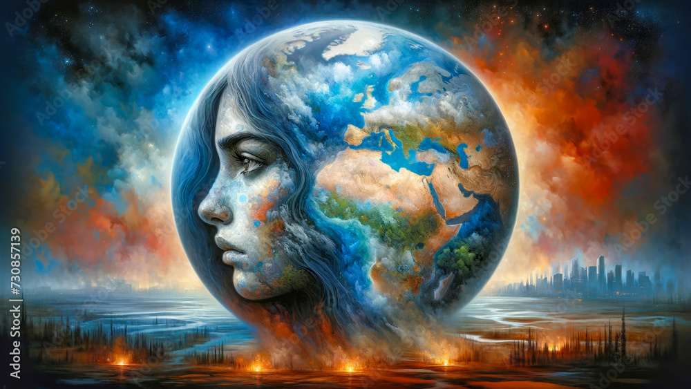 Face of the Earth: A Portrait of Earth's Global Climate Change and Anxiety.