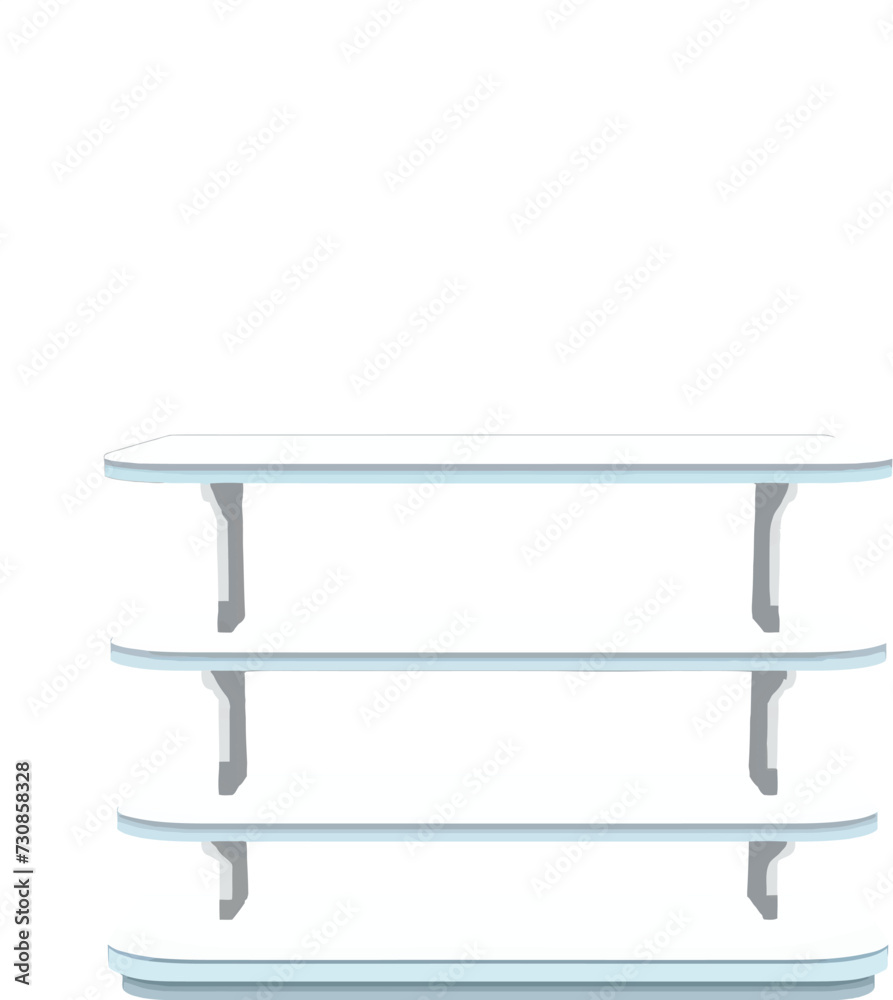 Empty shop shelves, display case mockup, store vector illustration Empty shop shelves, display case mockup, store vector illustration