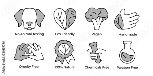 icon ecology environment nature vegan handmade no animal testing cruelty paraben and chemical free photo