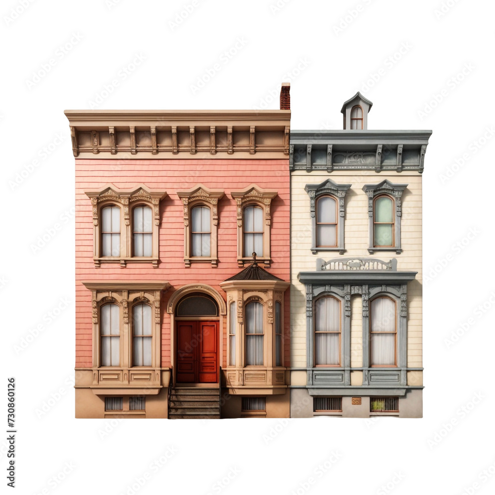 Row house isolated on transparent background