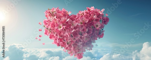 heart with flower in the sky