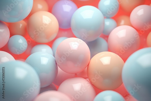 Colorful abstract 3d balls spheres background   Pastel colored balls background. Abstract cute backdrop