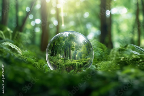 Abstract background with bubble in the forest. Created with AI.