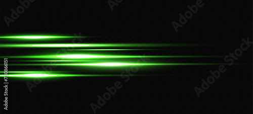 Vector illustration in green color. Set of lighting effects. Glare and flashes. Bright rays of light. Glowing lines. Vector illustration. Dust.Neon