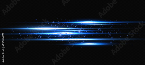 Vector illustration in blue color. Set of light effects. Glare and flash. Bright beams of light. Glowing lines. Vector illustration.Dust. Christmas Flash.