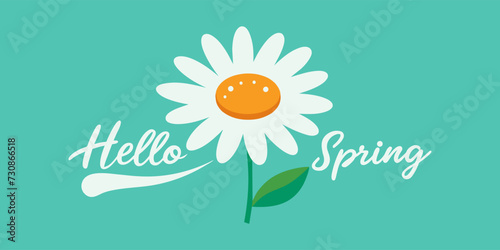 Hello Spring in retro art vector image background. photo
