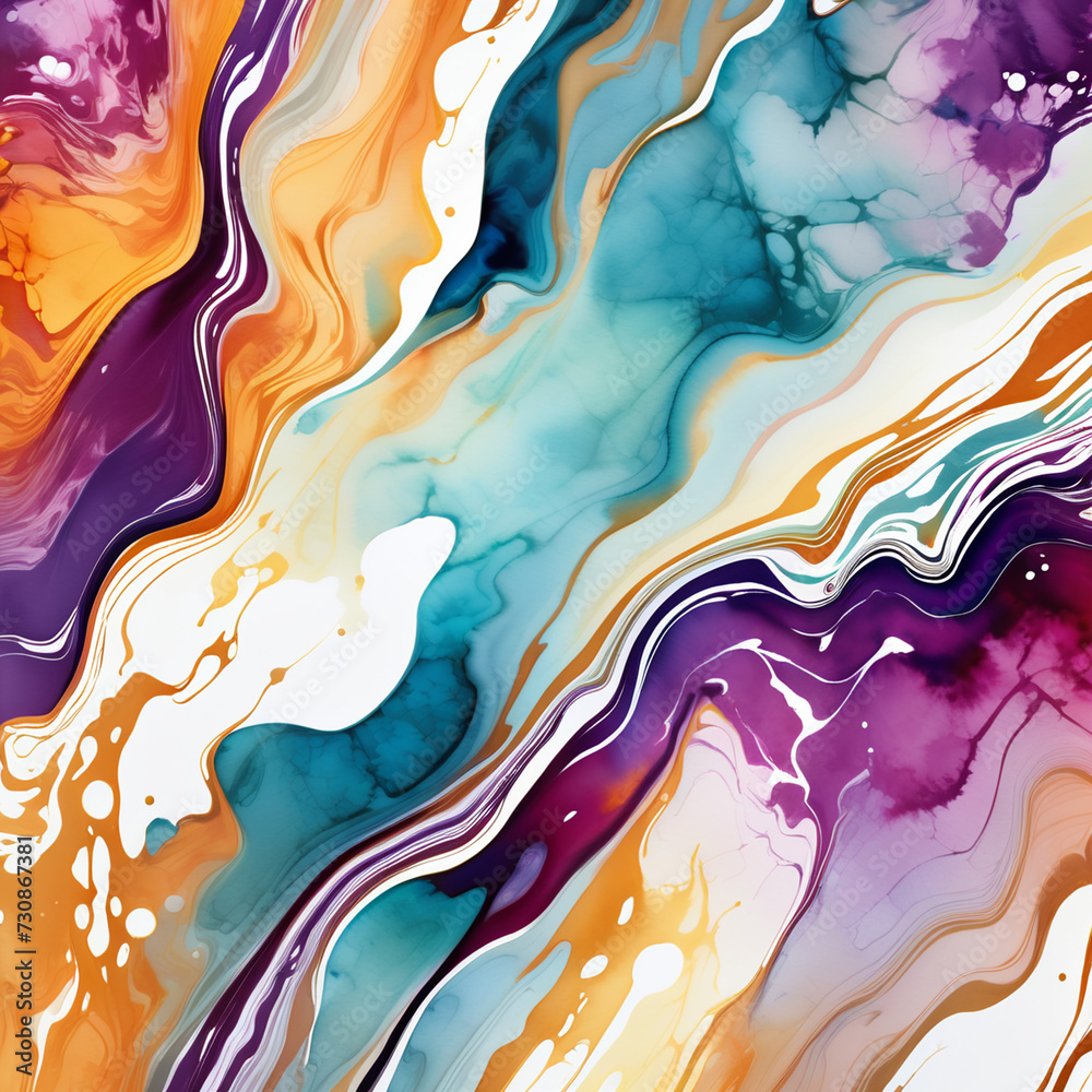 Closeup of abstract watercolor paint background texture with liquid fluid marbled paper texture banner texture. Generative AI (생성형 AI)