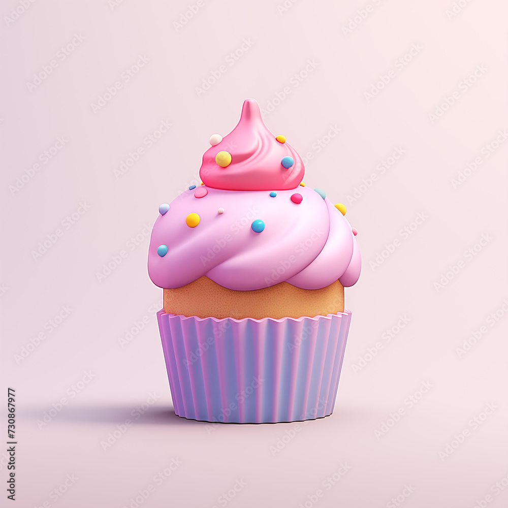 delicious cupcake 3d cartoon on pastel background, 3d illustration Generative AI delicious cupcake 3d cartoon on pastel background, 3d illustration Generative AI
