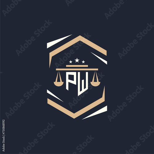 PW Initials Law Firm Logo Design Lawyer Justice Attorney Law Logo Vector