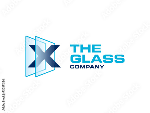 Creative Letter X glass for company logo, letter through crystal glass works symbol