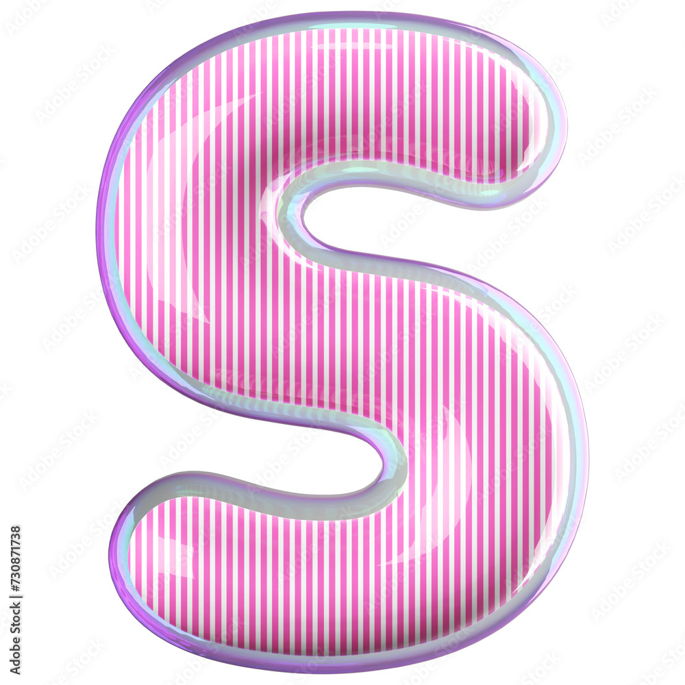 Bubble letter S font pink 3d render Bubble letter S font pink 3d render