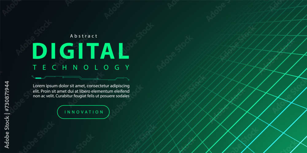 Fototapeta premium Technology digital futuristic internet network connection black green background, blue abstract cyber information communication, Ai big data science, innovation future tech line illustration vector 3d