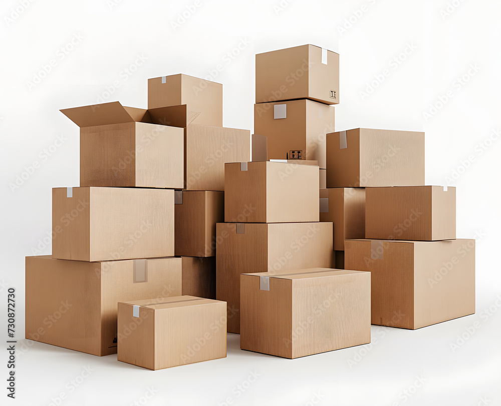 cardboard boxes on a white background