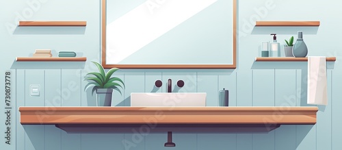 Picture of separate bathroom shelf with mirror and sink.