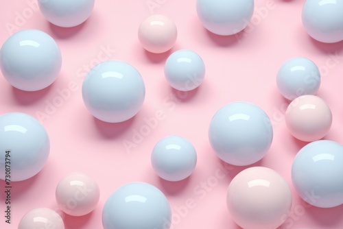 light blue and pink 3d spheres pattern in a light pink background photo