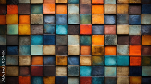 Colored ceramic tiles on a wall or floor, mosaic tiles texture © brillianata