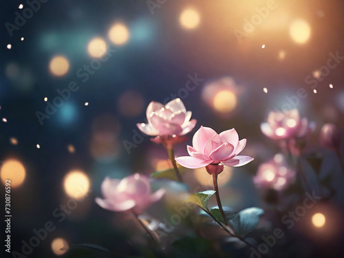 whimsical bloom: soft-lit floral dreamscape