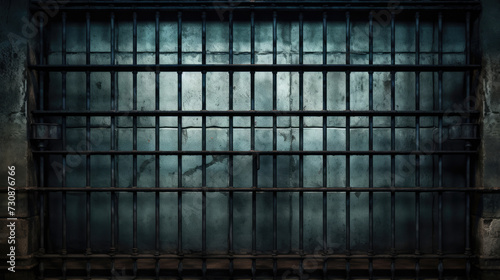 A metal bar on a prison cell window photo