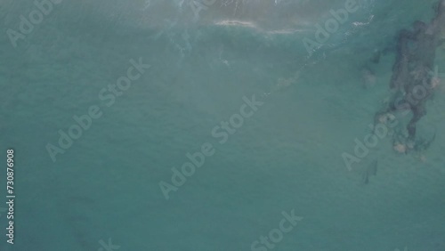 Drone Aerial Atlantic Ocean Seascape and Coastline Cliffs Top Down View, Texture Background Clip, Shot in Sagres, Algarve Destination Region, Portugal.