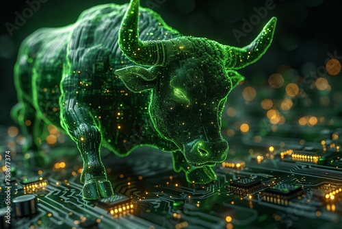Neon Bull: A Glowing Green Machine Generative AI