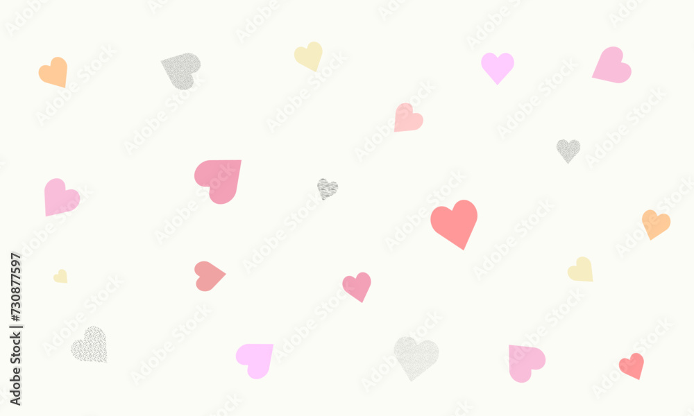 Hearts on light colored background. Valentine's Day Wallpaper.