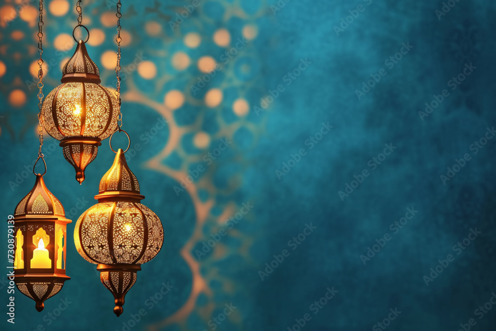 Ramadan Lanterns with Intricate Arabesque Patterns and Warm Glow Ramadan Lanterns with Intricate Arabesque Patterns and Warm Glow