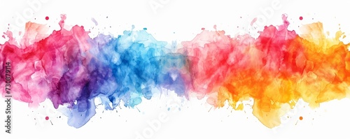 Abstract colorful rainbow color painting texture illustration - watercolor splashes, isolated on white background png, Generative AI 