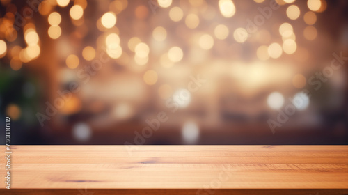 mock concept empty wooden table top with canteen cafeteria 