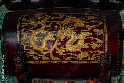 antique buddhist drum with dragon pattern