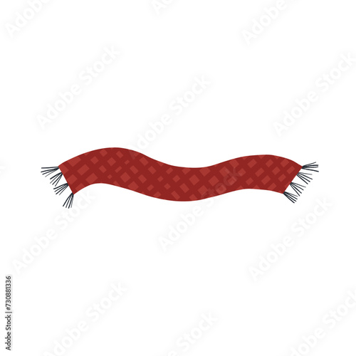 Cute hand drawn scarf, cartoon flat vector illustration isolated on white background. Cold weather accessory. Autumn and winter clothing.