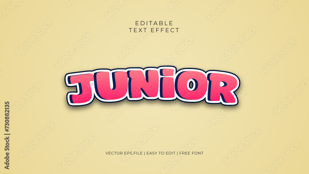 Junior editable text effect 3 dimension modern style