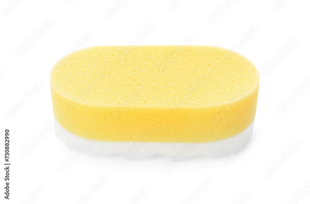 One new yellow sponge isolated on white One new yellow sponge isolated on white