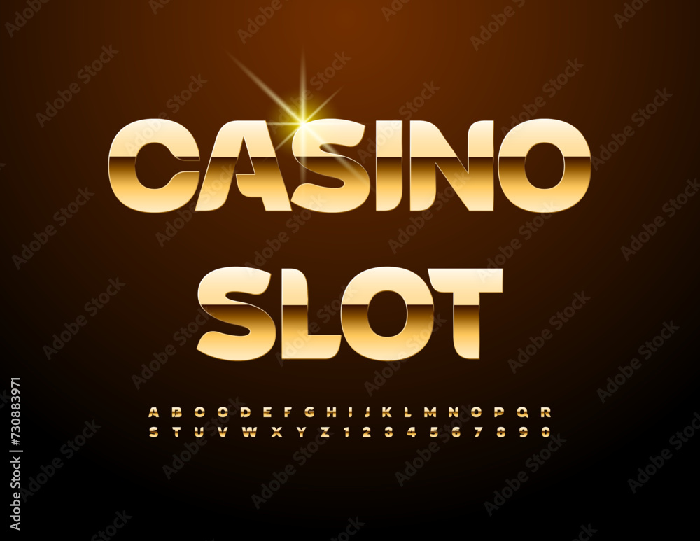 Vector premium sign Casino Slot. Stylish Gold Font. Exclusive Alphabet ...