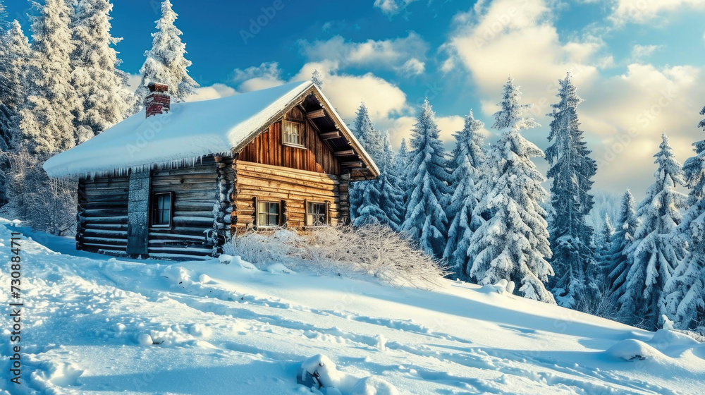 Snowy Forest Cabin