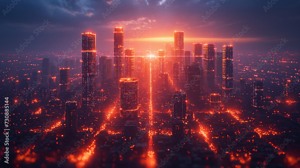 city nightlife electronic high-rise building construction wires on the ground blue neon modern technology concept, science, future technology digital high-tech city design city nightlife electronic high-rise building construction wires on the ground blue neon modern technology concept, science, future technology digital high-tech city design