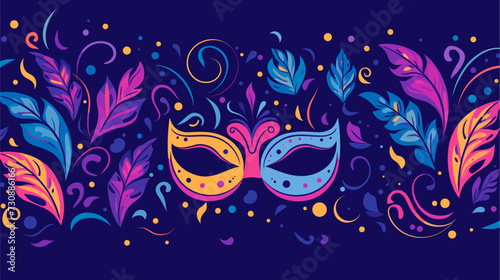 Festive confetti-filled vector scene inspired by Mardi Gras  incorporating carnival masks  lively patterns  and vibrant colors in a visually engaging and meaningful representation of the carnival