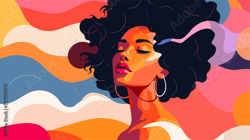 Abstract vector scene highlighting African American identity employing a diverse color palette and symbolic elements to create a visually dynamic and meaningful composition that reflects the beauty