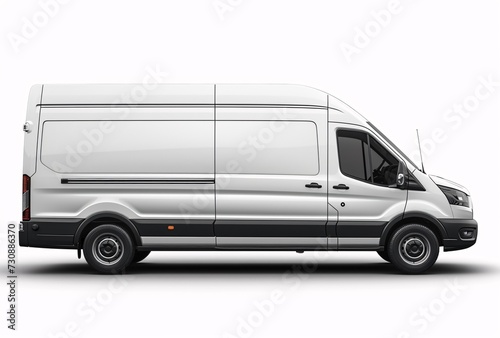 Van Life - A White Van Parked in a White Space Generative AI