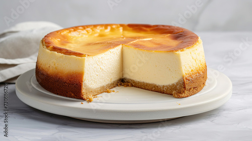 cheese cake on empty plain background  front View  with empty copy space 