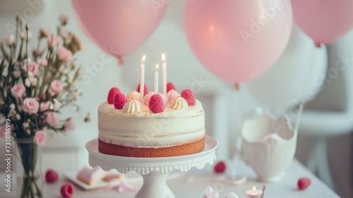 Simple Birthday Setting with Elegant Cake  Minimal Decorations  and Intimate Family Gathering