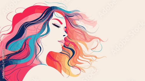 Abstract vector art inspired by women utilizing vibrant hues flowing lines and empowering symbols for a visually engaging representation of strength and femininity. simple minimalist illustration