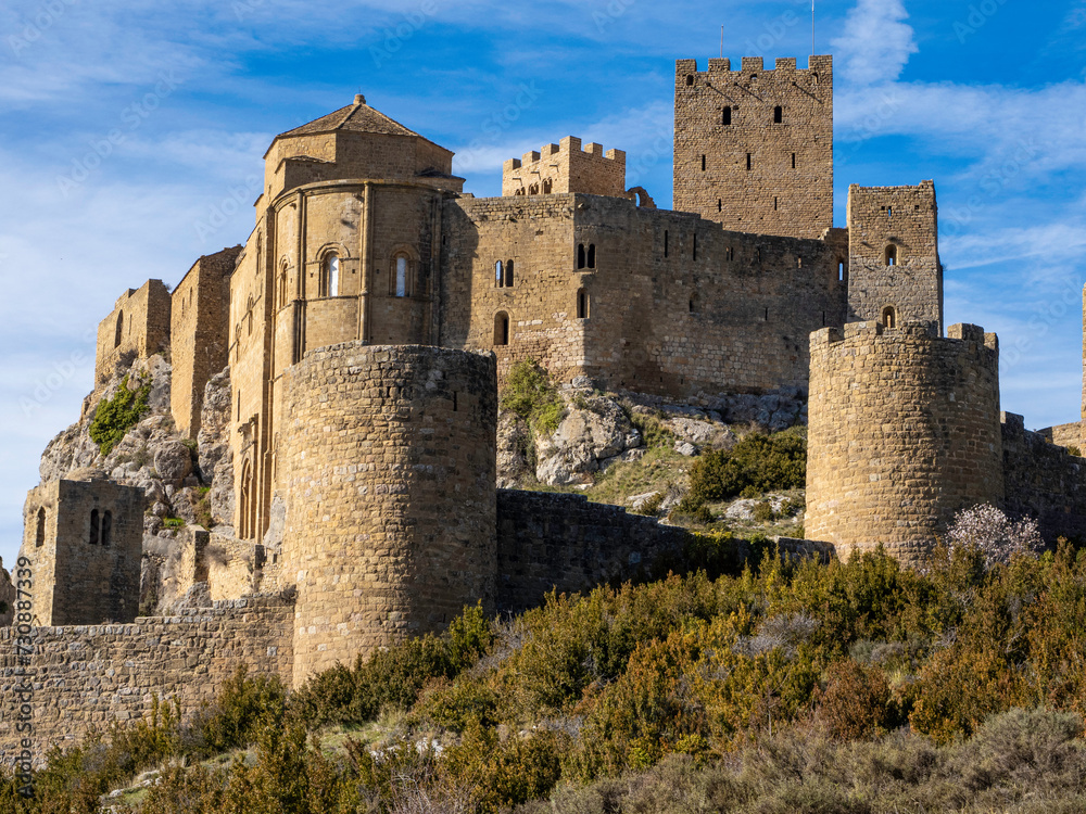 Loarre Castle Romanesque medieval Romanesque defensive fortification Huesca Aragon Spain one of the best preserved medieval castles in Spain