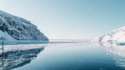 Wallpaper Mural icy landscape, view of a melting glacier, stark contrast between ice and open water, clear sky Torontodigital.ca
