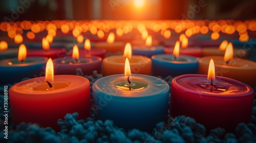 Glowing Candles in a Blanket  A Cozy and Festive Display for the Winter Solstice Generative AI