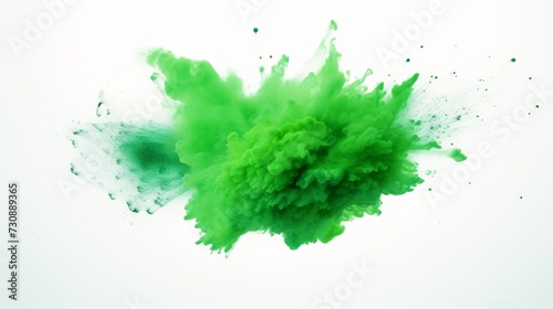 Green dust explosion on white background 