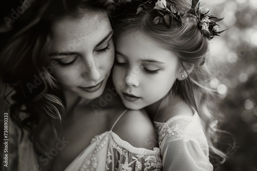 Liebevolle Mutter mit ihrer Tochter in einer Umarmung