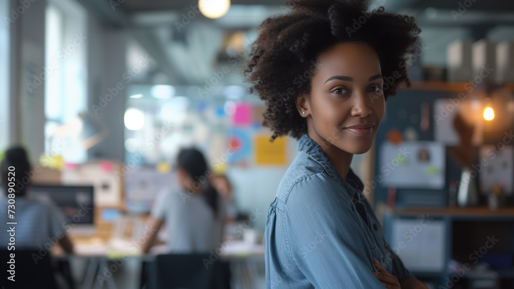 Amidst the buzzing atmosphere of a tech startup office, a business woman spearheads the development of a groundbreaking app, her innovative mindset and entrepreneurial spirit driving her team Amidst the buzzing atmosphere of a tech startup office, a business woman spearheads the development of a groundbreaking app, her innovative mindset and entrepreneurial spirit driving her team