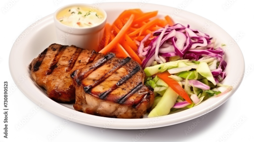 White Plate with Meat and Vegetables White Plate with Meat and Vegetables